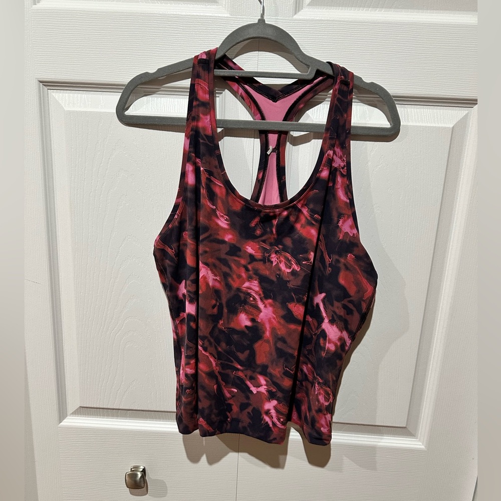 Lululemon cool racer back short tank top Nulu, size 20, intensity pink blossom